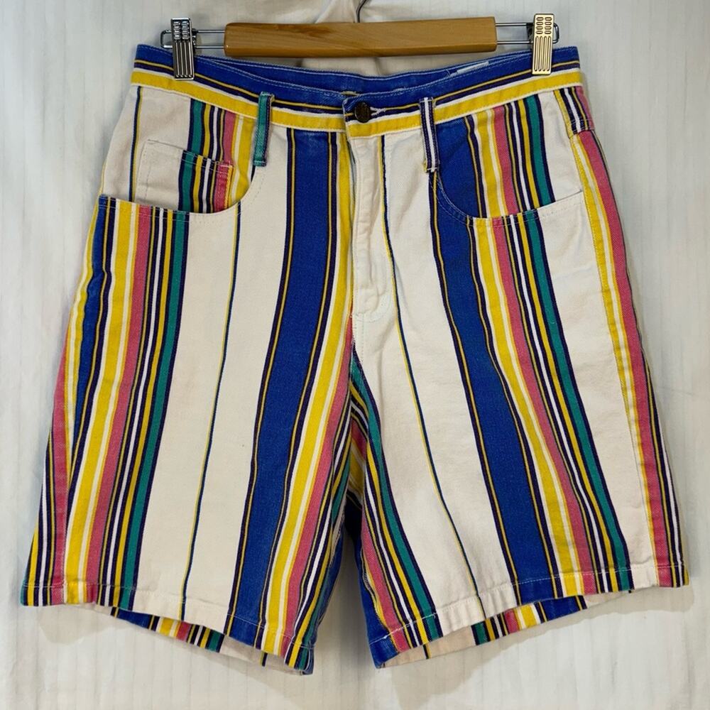 SoStanza Contemporary Apparel Vintage Shorts Women Size 9/10 White Multi Stripe